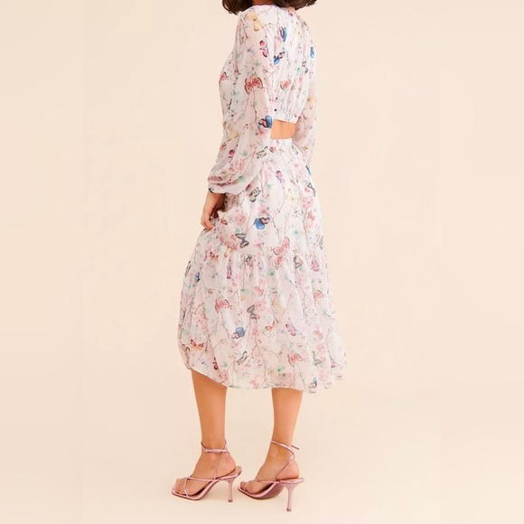 Steve Madden Cadi Cutout Midi Dress, Floral Butterfly Print, Size XS, NWOT! - Picture 4 of 13